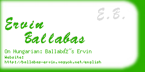 ervin ballabas business card